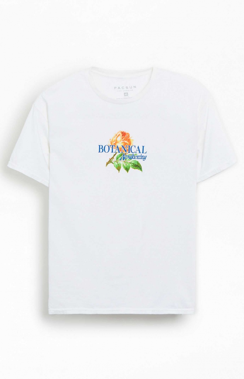 WHITE PacSun Botanical Awakening T-Shirt | VMHXGBQ-69