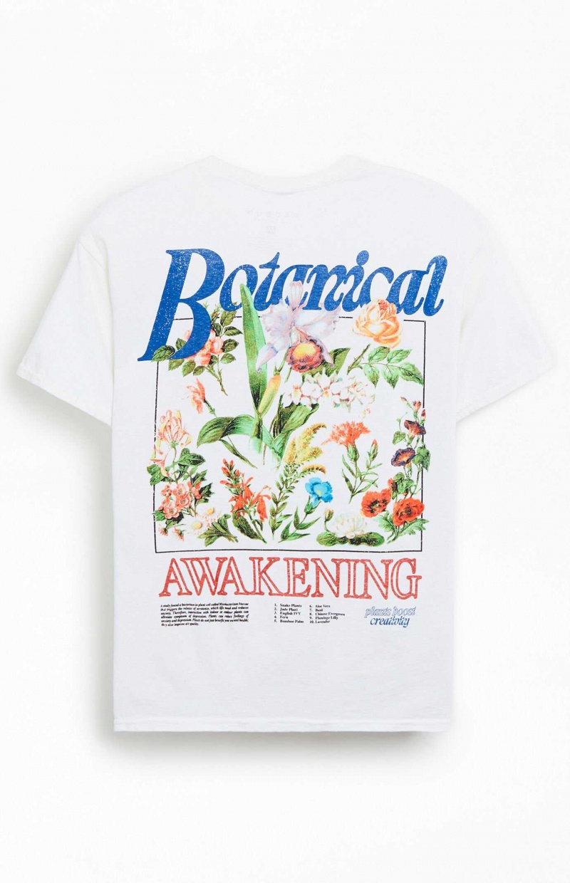 WHITE PacSun Botanical Awakening T-Shirt | VMHXGBQ-69