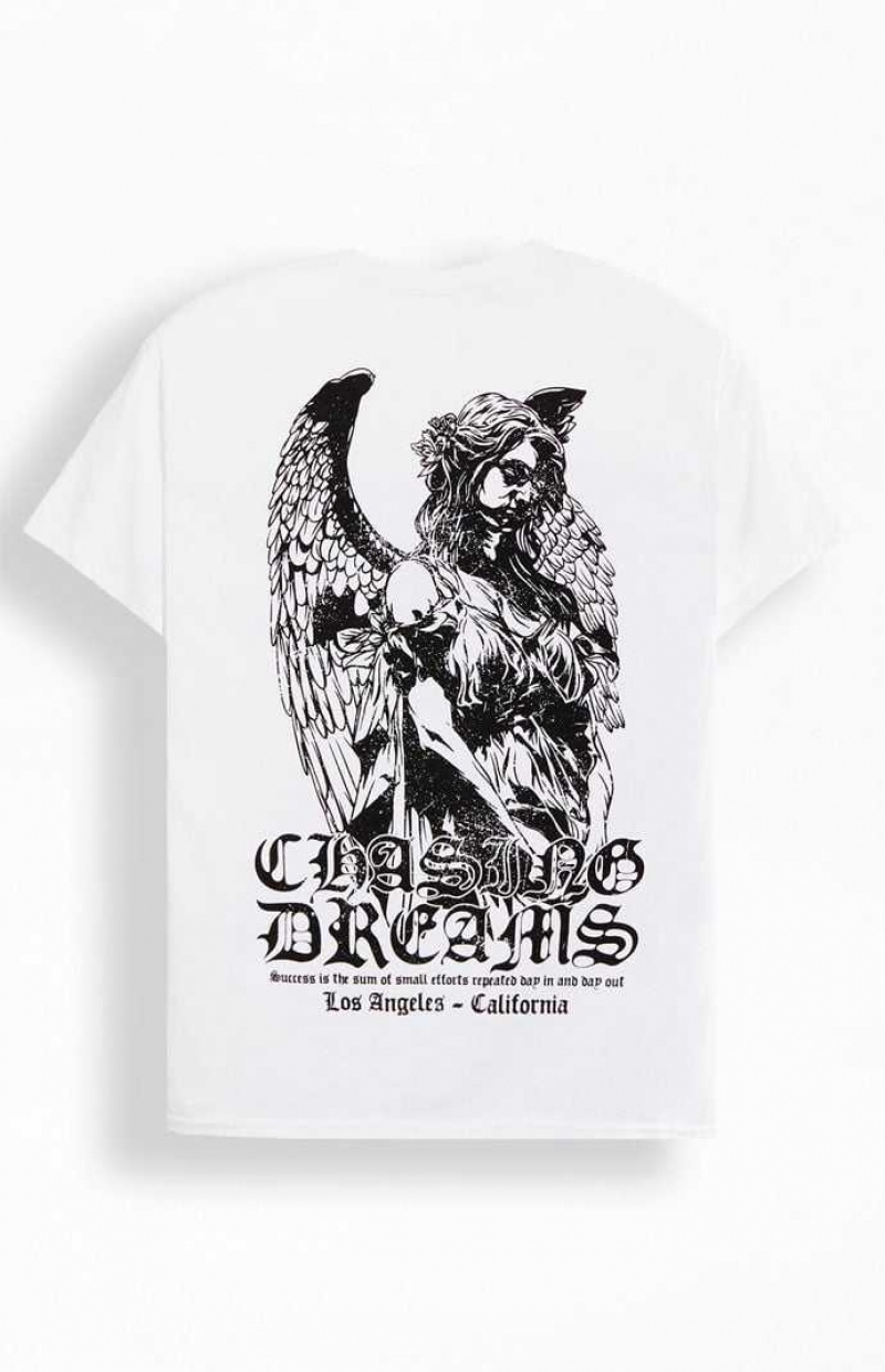 WHITE PacSun Chasing Dreams T-Shirt | MXVTZIS-50