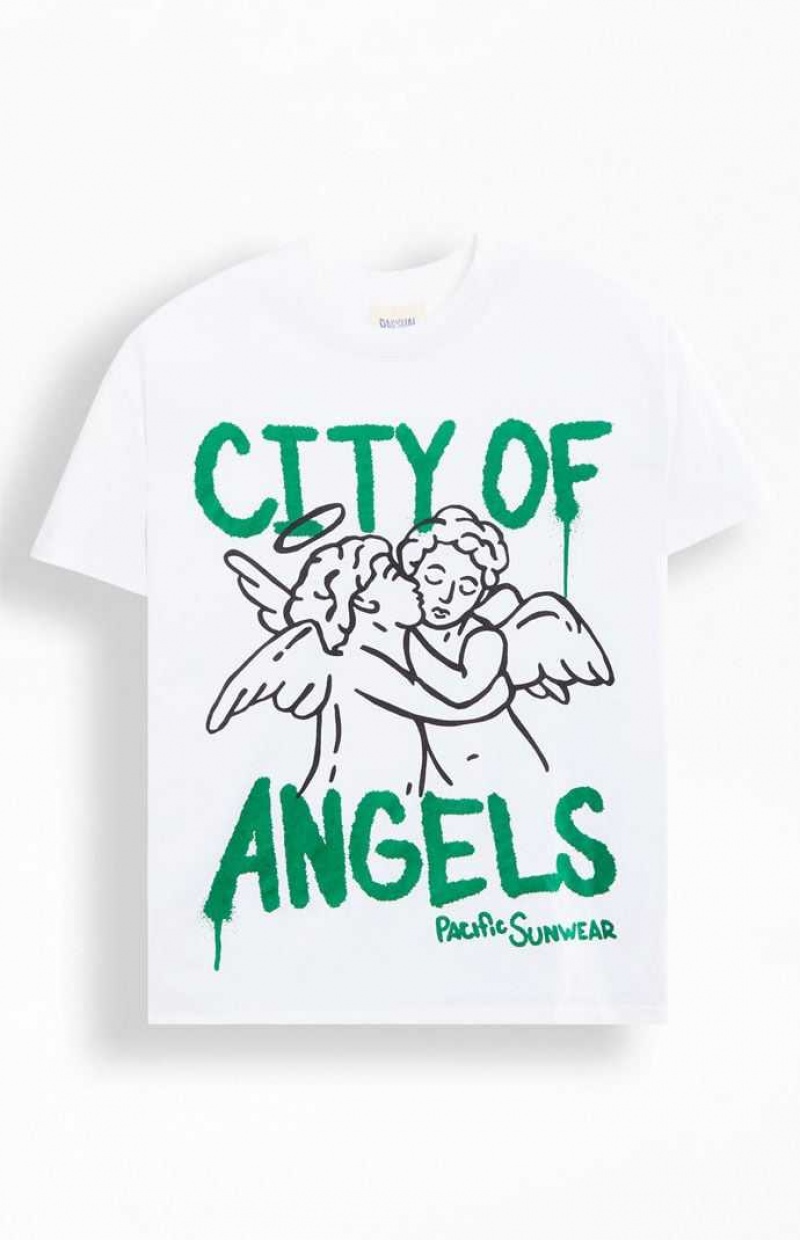 WHITE PacSun City Of Angels Oversized T-Shirt | BOQGAJX-84