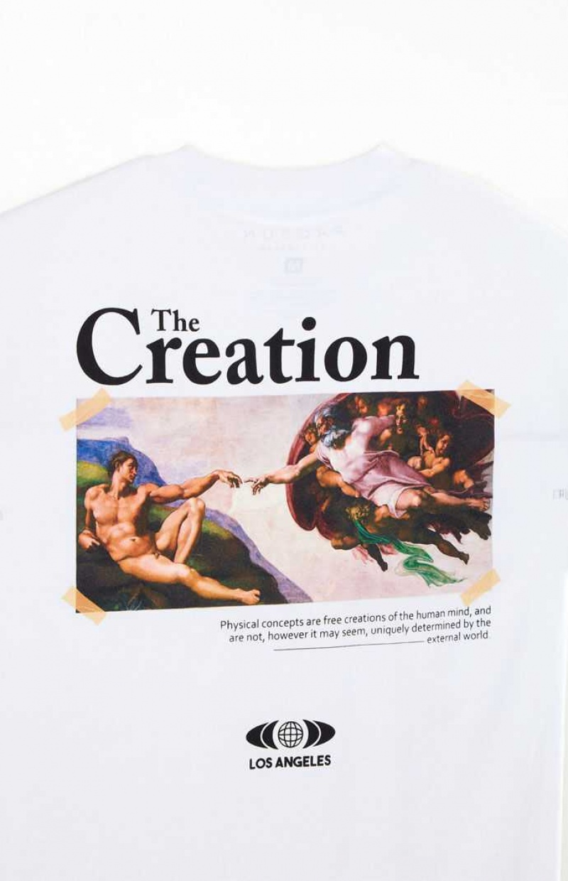 WHITE PacSun Creation Oversized T-Shirt | QZNPEFK-39