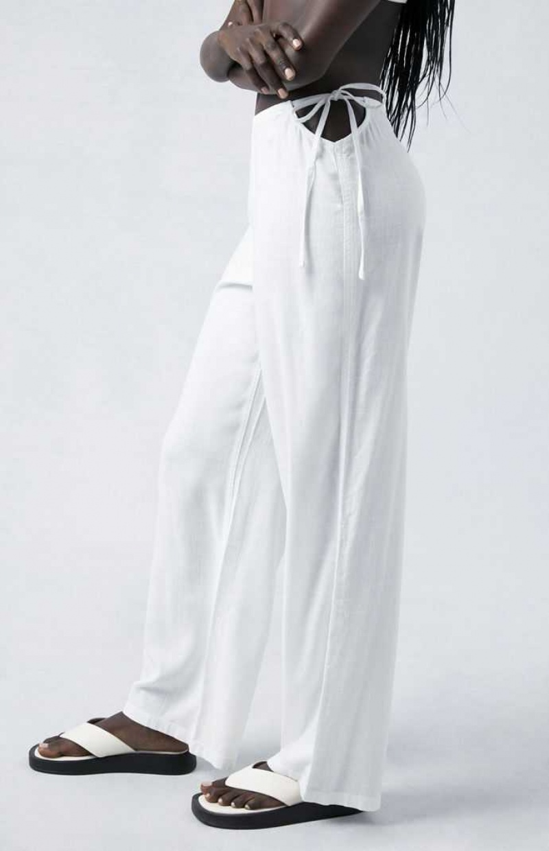 WHITE PacSun Cutout Drawstring Pants | BAWLDXN-46