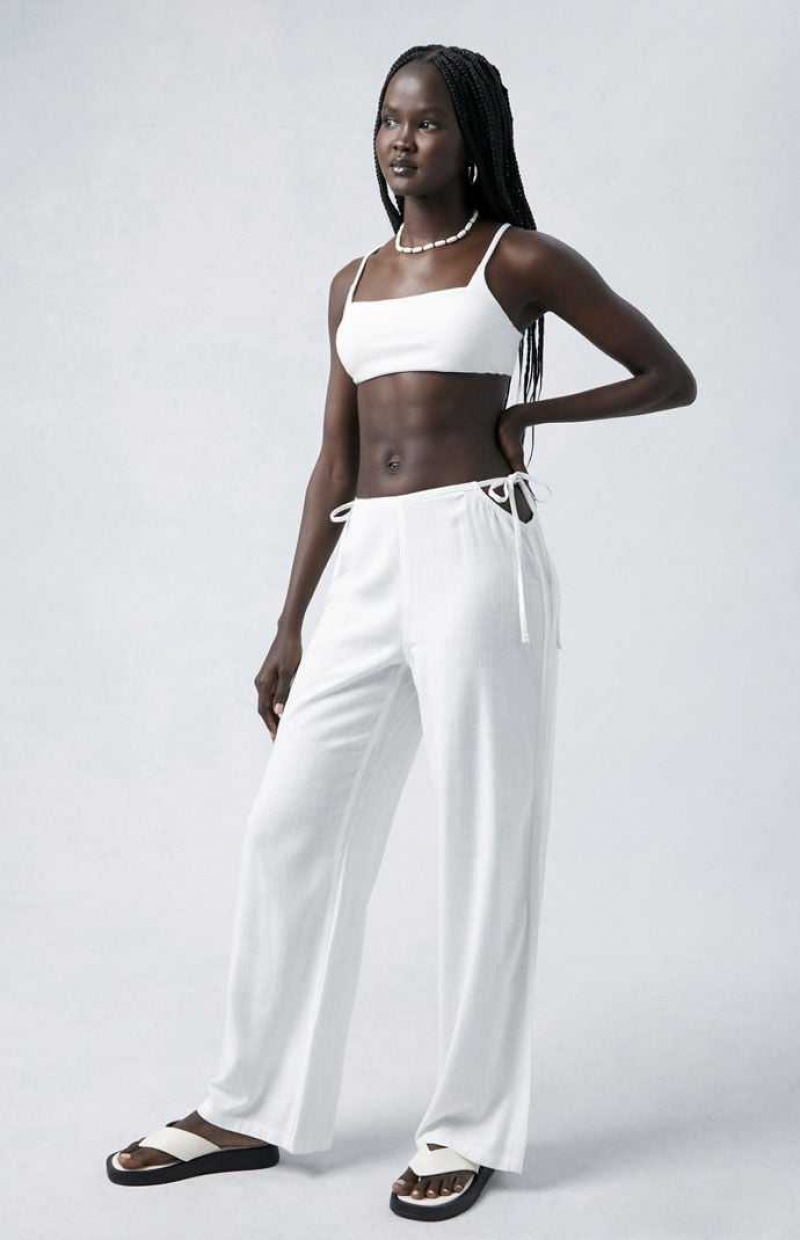 WHITE PacSun Cutout Drawstring Pants | BAWLDXN-46