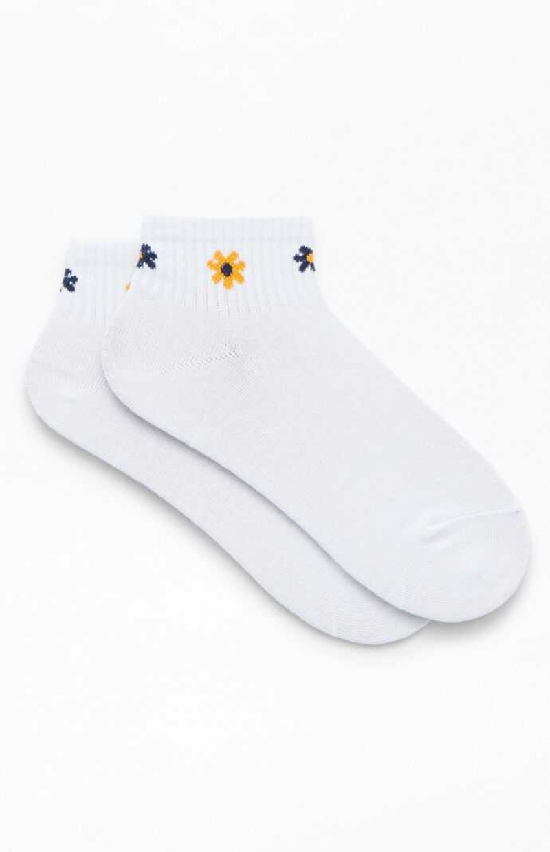 WHITE PacSun Daisy Ribbed Ankle Socks | LSWAZGK-48