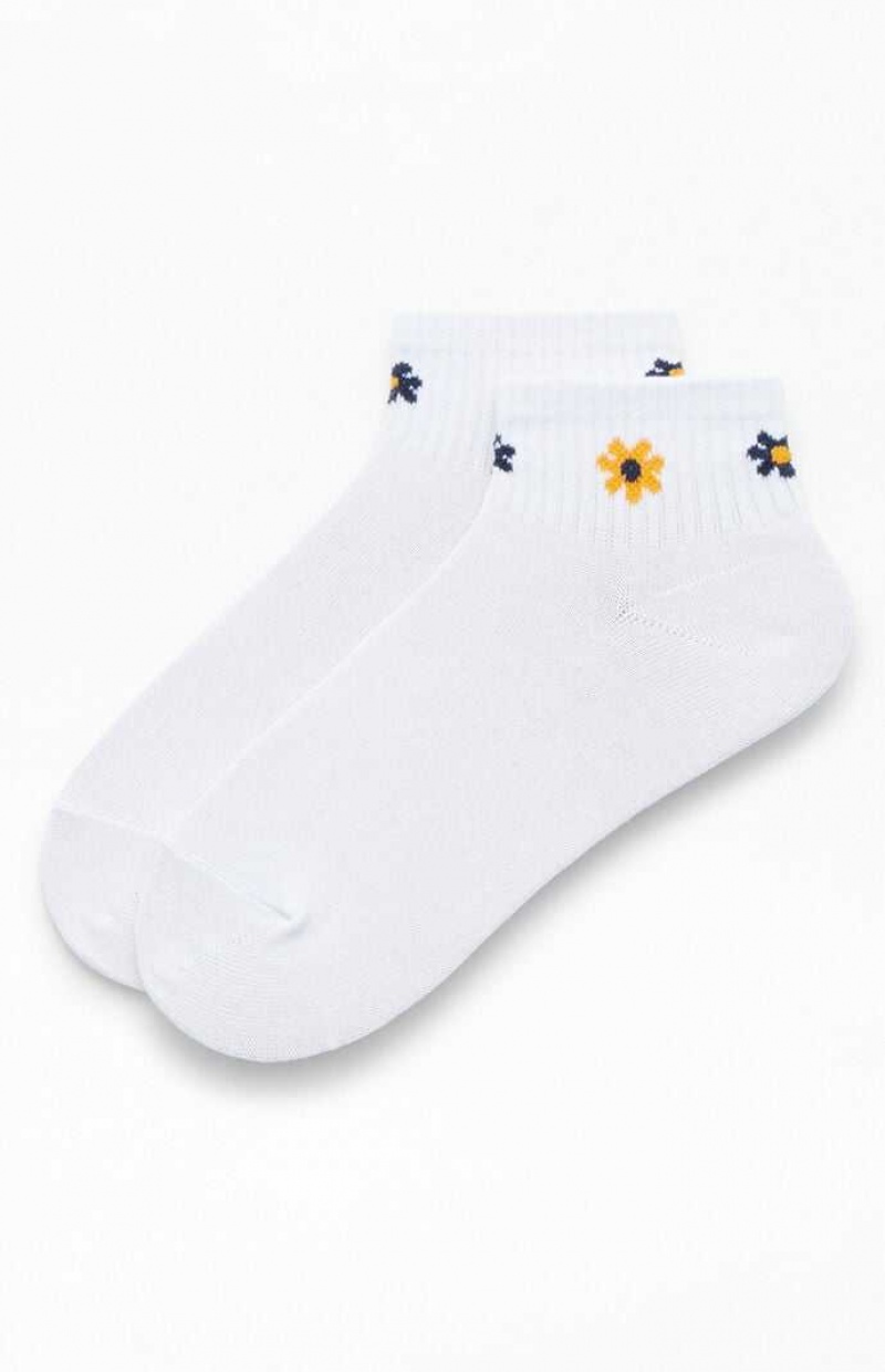 WHITE PacSun Daisy Ribbed Ankle Socks | LSWAZGK-48