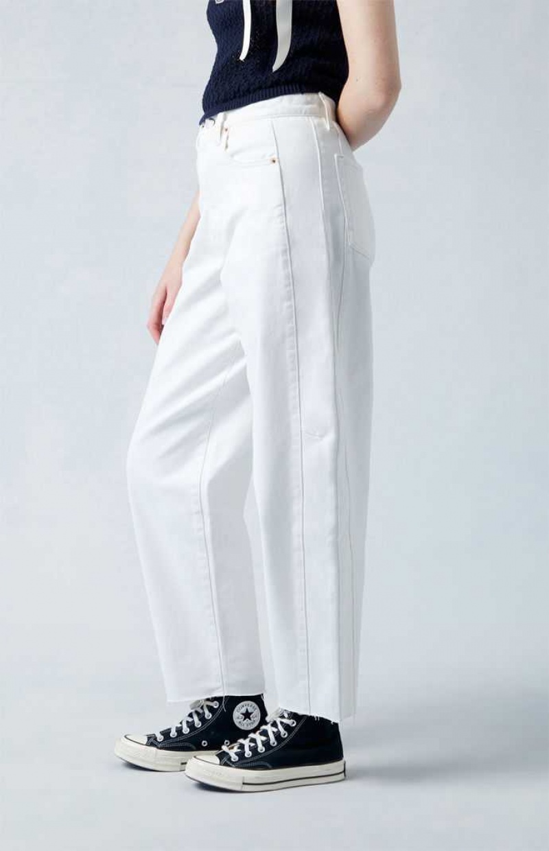 WHITE PacSun Eco White Barrel Jeans | VWHDQCR-80