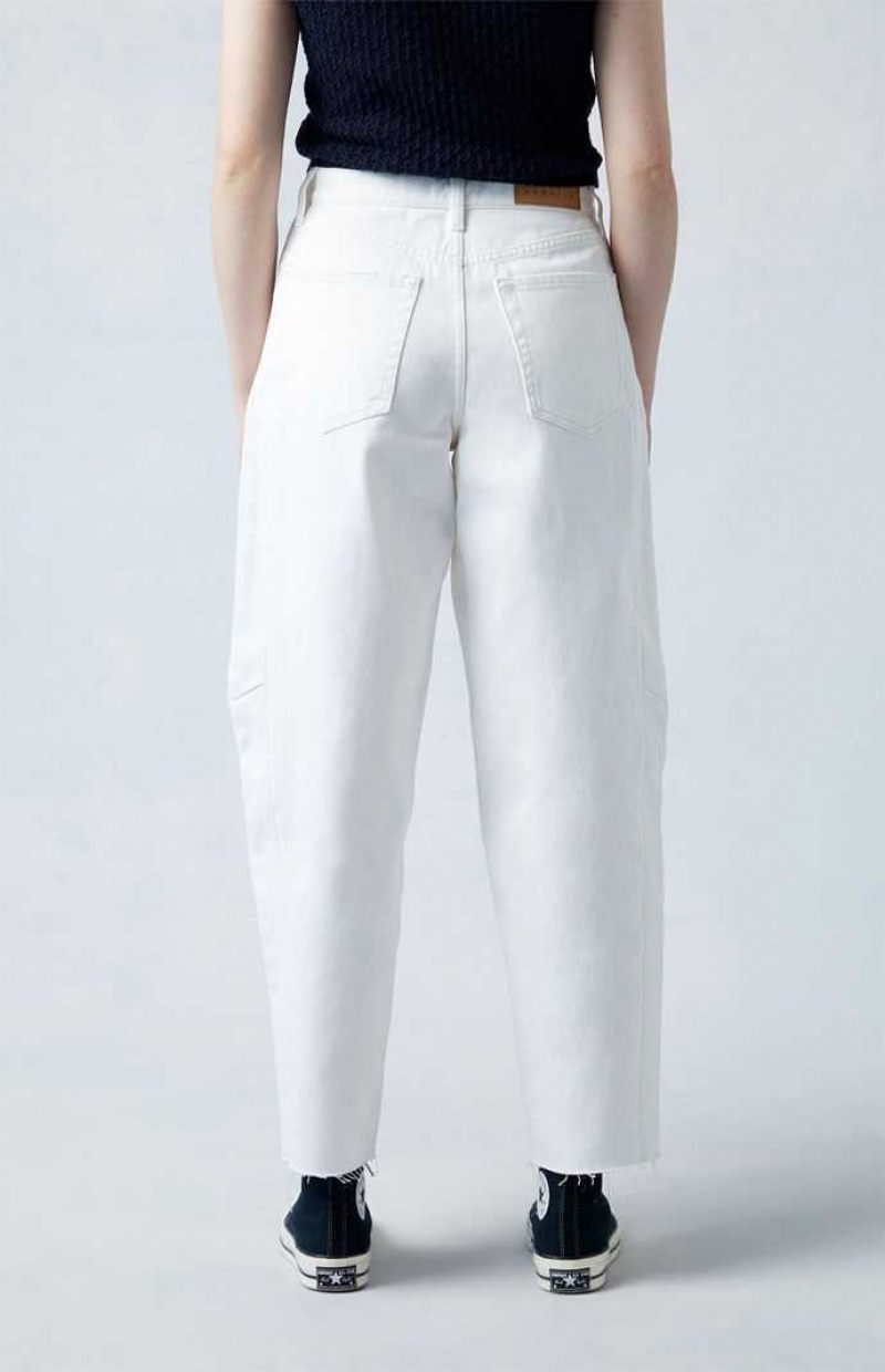 WHITE PacSun Eco White Barrel Jeans | VWHDQCR-80