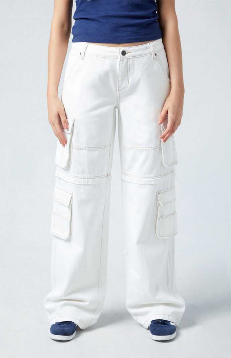 WHITE PacSun Eco White Low Rise Baggy Zip Off Pants | LZMWIPV-76