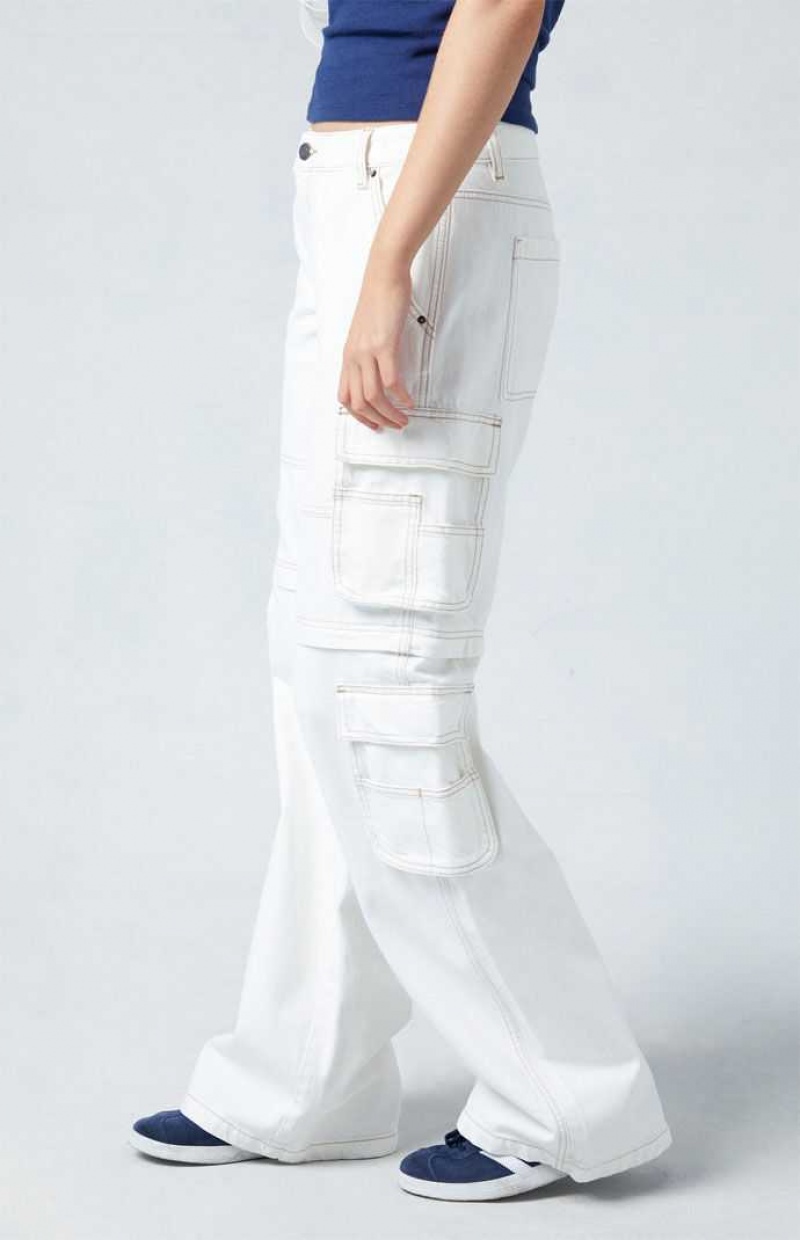 WHITE PacSun Eco White Low Rise Baggy Zip Off Pants | LZMWIPV-76