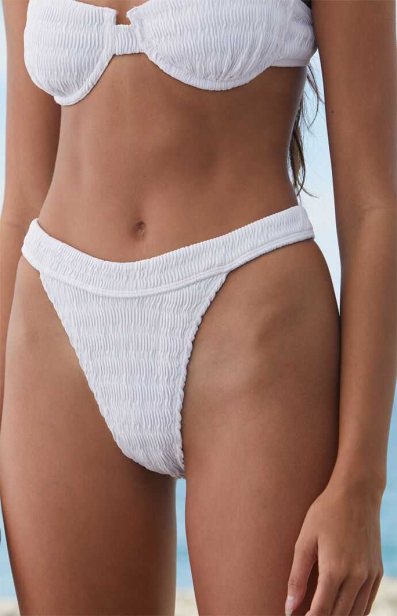 WHITE PacSun Eco White Lucia Scrunch Banded Bikini Bottom | IVMYQGA-71