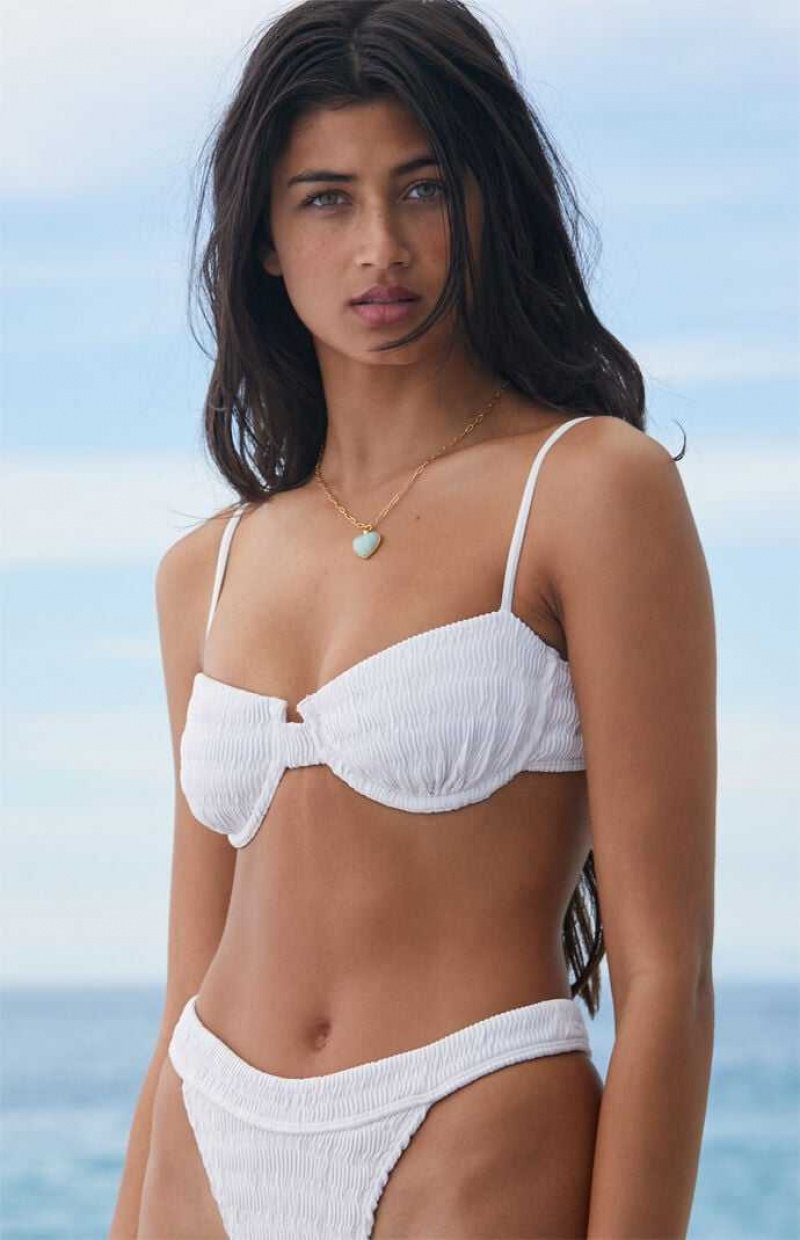 WHITE PacSun Eco White Lucia Scrunch Underwire Balconette Bikini Top | EHVXGJR-14