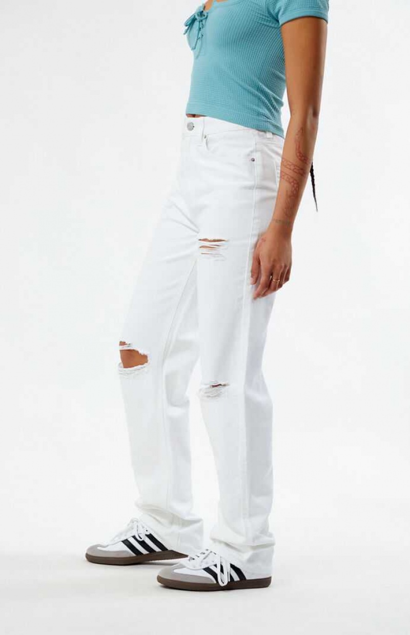 WHITE PacSun Eco White Ripped '90s Boyfriend Jeans | RJYALPQ-10