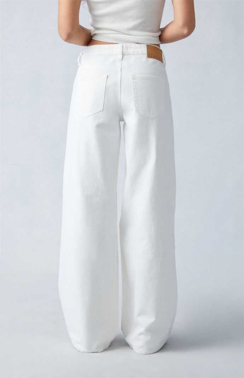 WHITE PacSun Eco White Ripped Low Rise Baggy Jeans | HQEOXNG-24