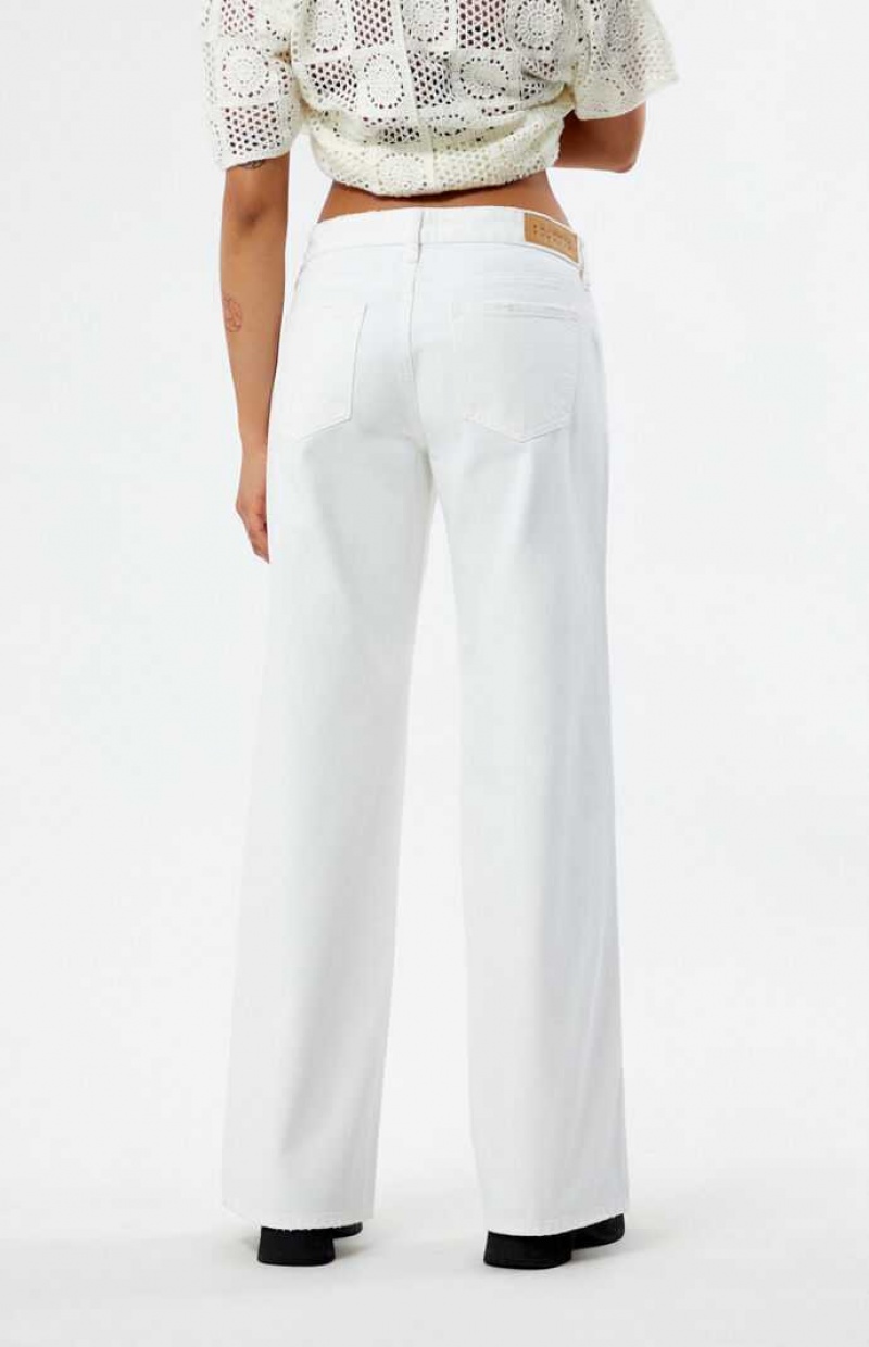 WHITE PacSun Eco White Ripped Low Rise Wide Leg Jeans | SDLWPET-95