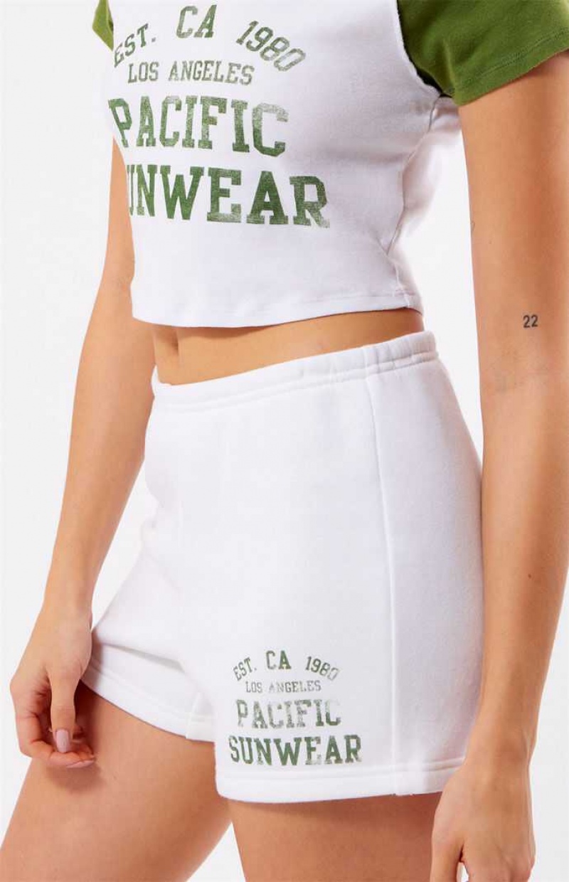 WHITE PacSun Est. CA 1980 Pacific Sunwear Slim Sweat Shorts | QLUVCBH-62