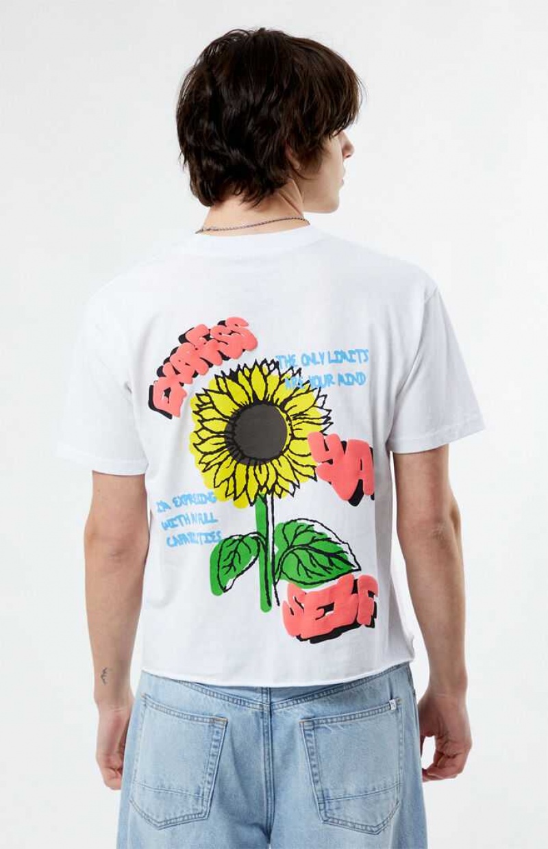 WHITE PacSun Express Ya Self Cropped T-Shirt | KCNOJHW-72