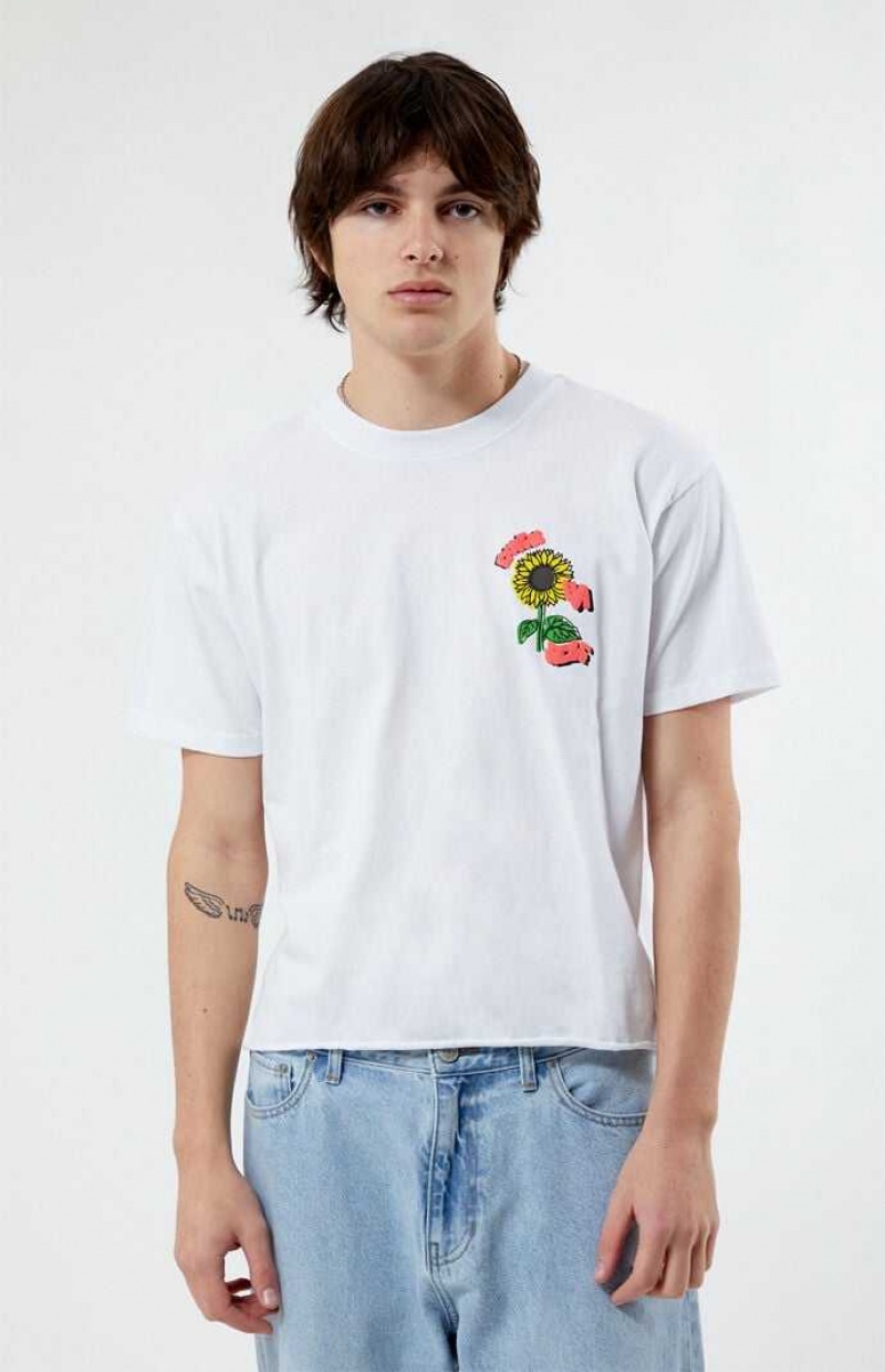 WHITE PacSun Express Ya Self Cropped T-Shirt | KCNOJHW-72