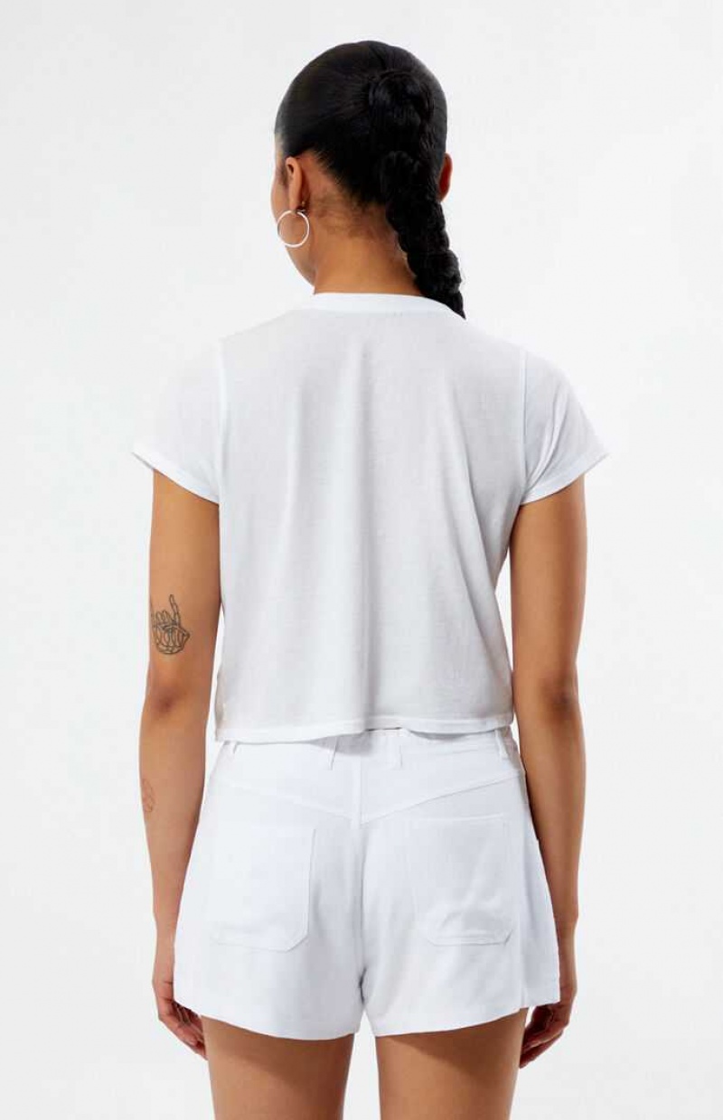 WHITE PacSun Fixed Waist Linen Shorts | ZLWOSQJ-39