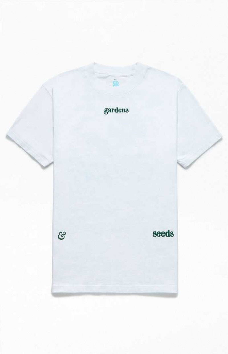 WHITE PacSun GARDENS & SEEDS Wave T-Shirt | MVLCHNQ-34