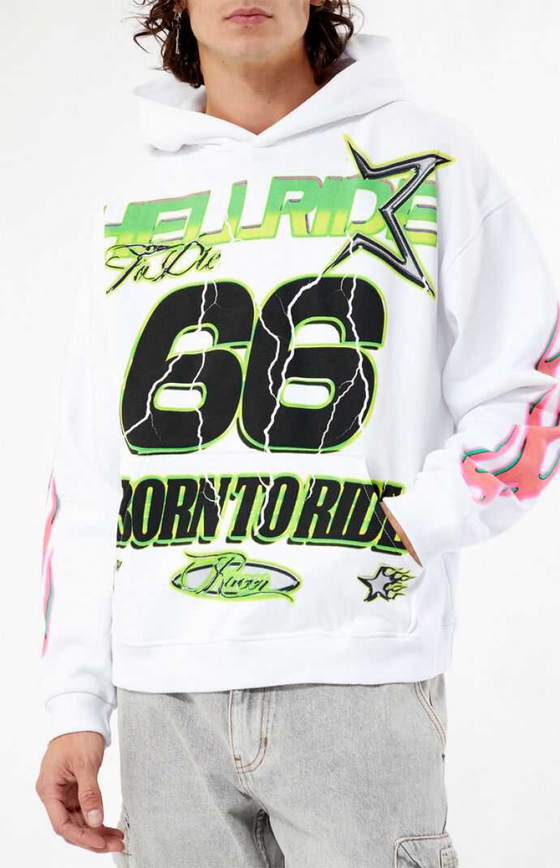 WHITE PacSun Hellride Racing Hoodie | DKZIMEL-68