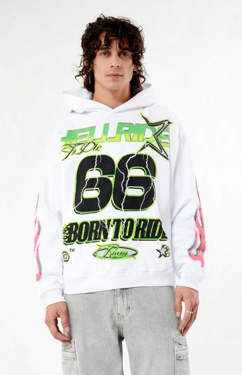 WHITE PacSun Hellride Racing Hoodie | DKZIMEL-68