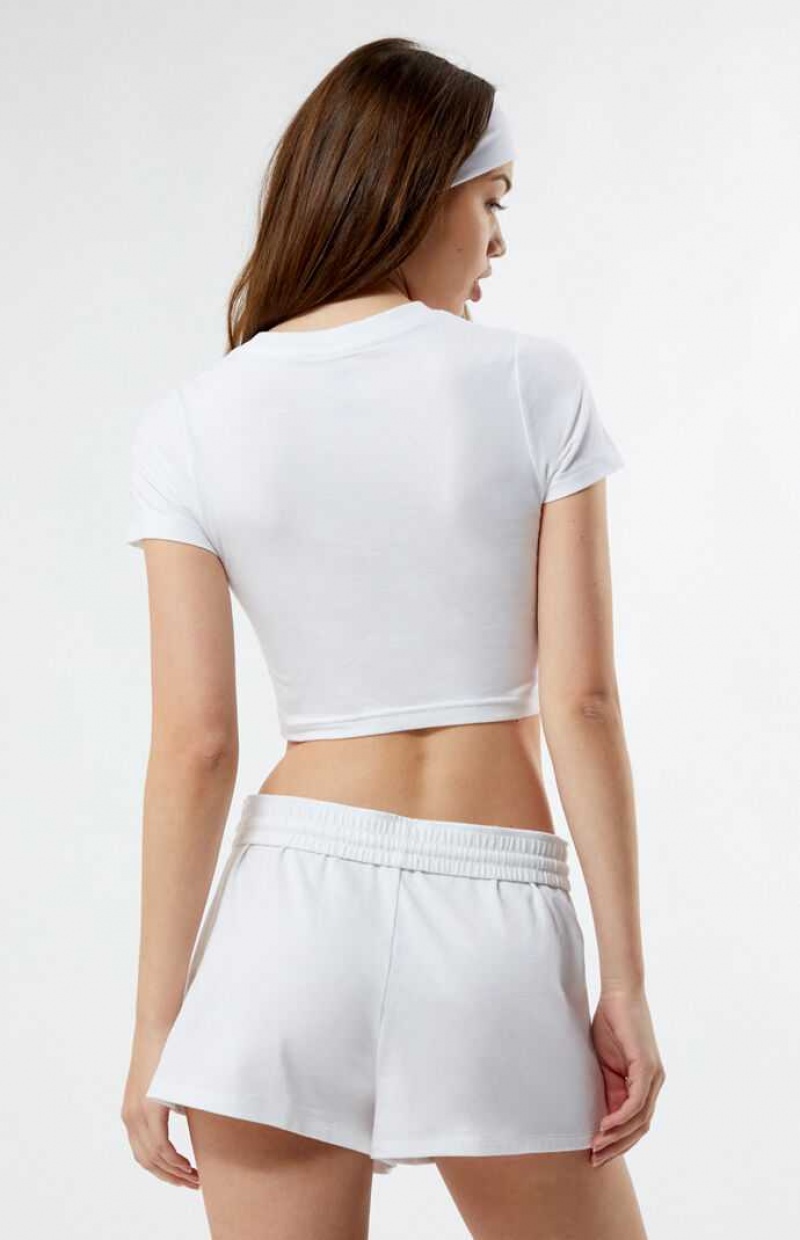 WHITE PacSun Ibiza Island Fold-Over Mini Sweat Shorts | KGYBHWE-15