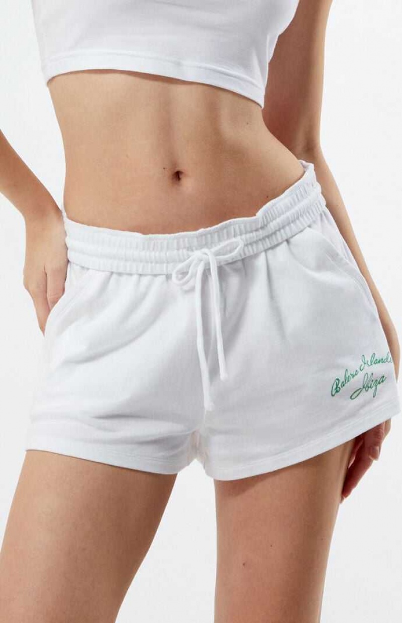 WHITE PacSun Ibiza Island Fold-Over Mini Sweat Shorts | KGYBHWE-15