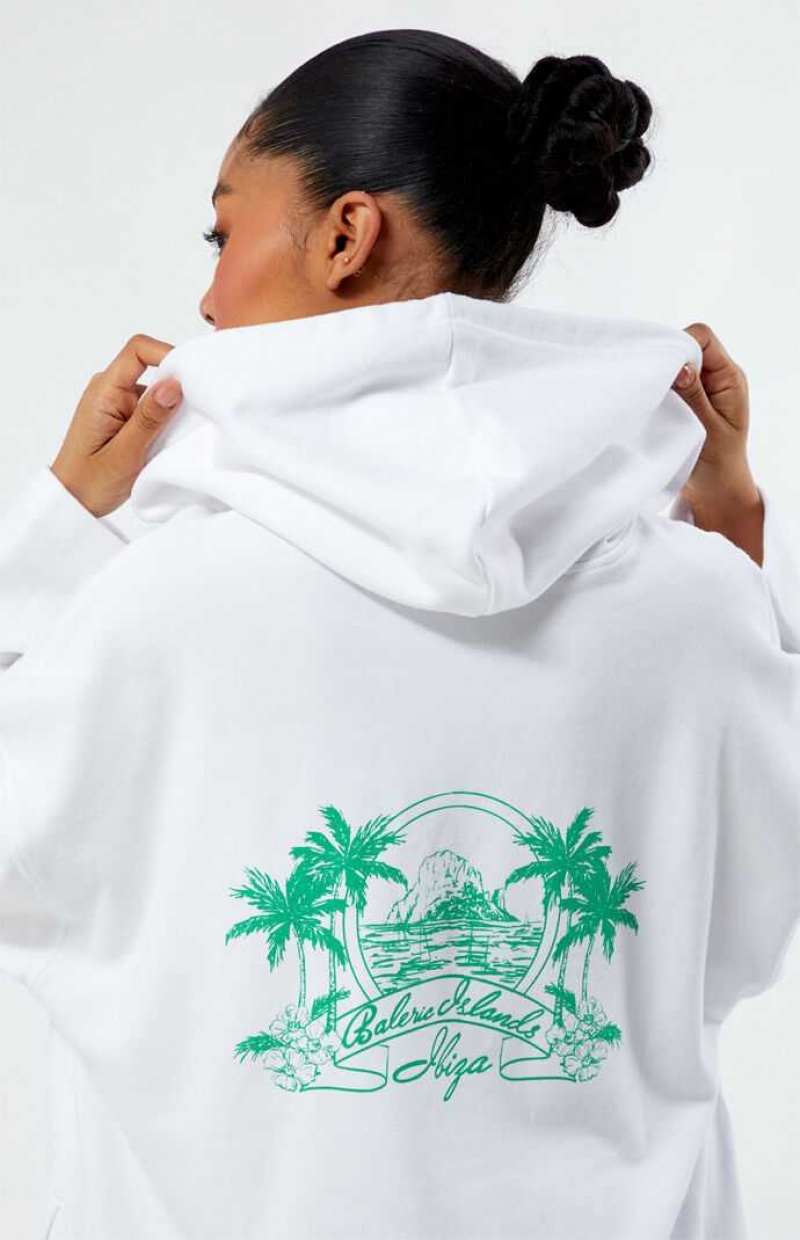 WHITE PacSun Islands Ibiza Oversized Hoodie | KPZRFEU-12