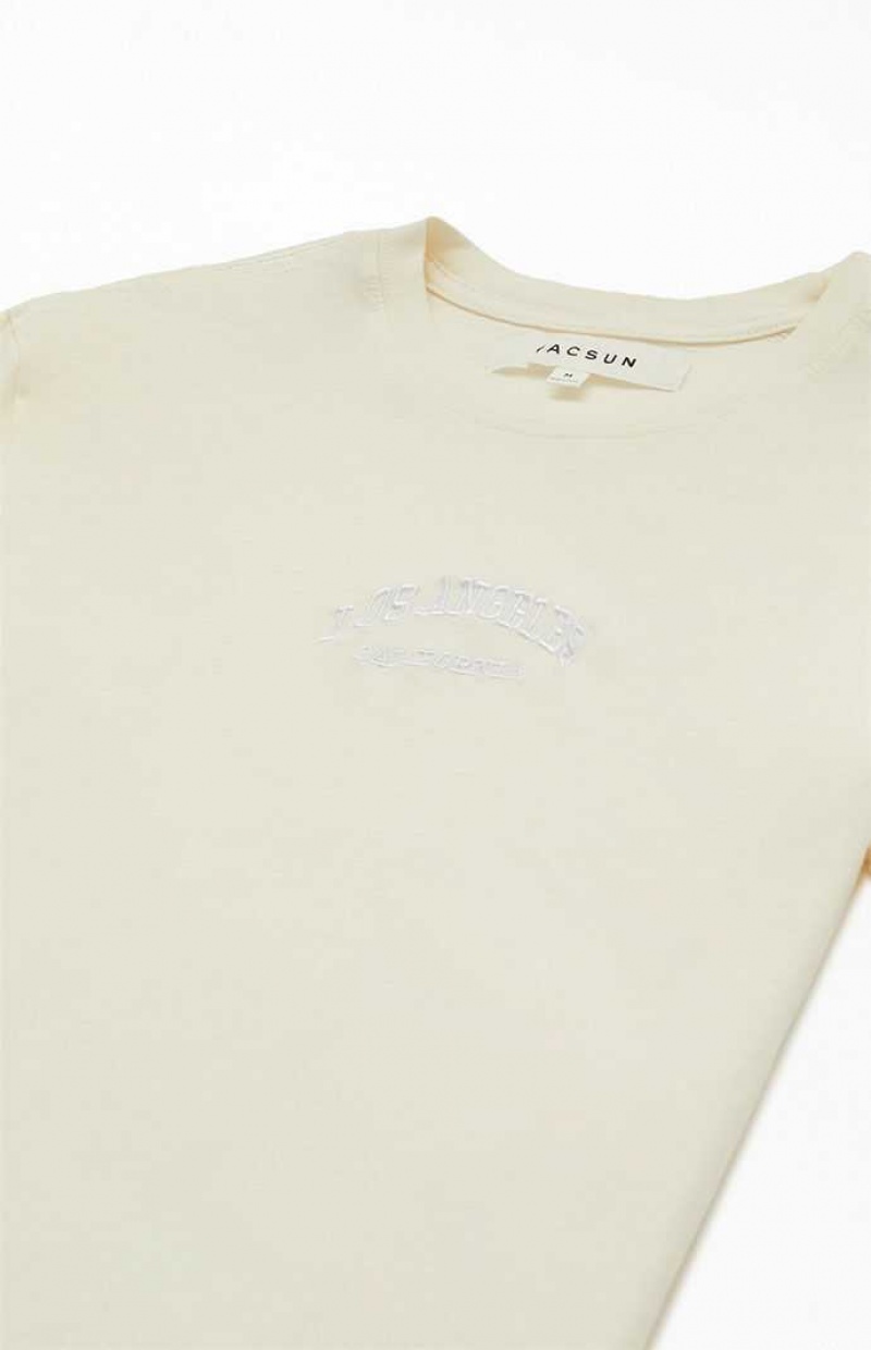 WHITE PacSun LA Embroidered T-Shirt | ZWPGVAU-80