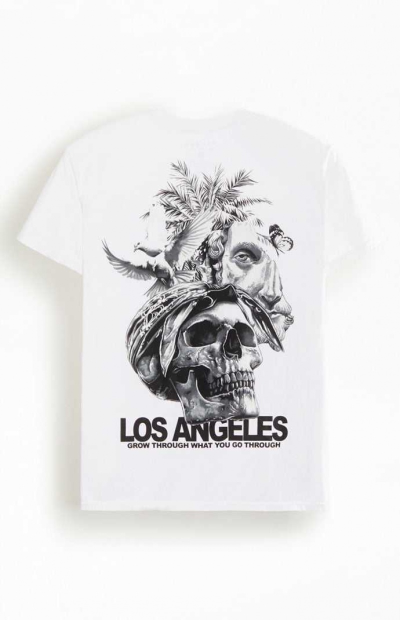 WHITE PacSun LA Skull T-Shirt | TQMLNBA-24