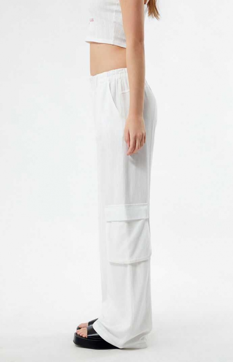 WHITE PacSun Linen Cargo Pants | UOFQAWE-75