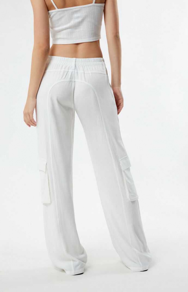 WHITE PacSun Linen Cargo Pants | UOFQAWE-75