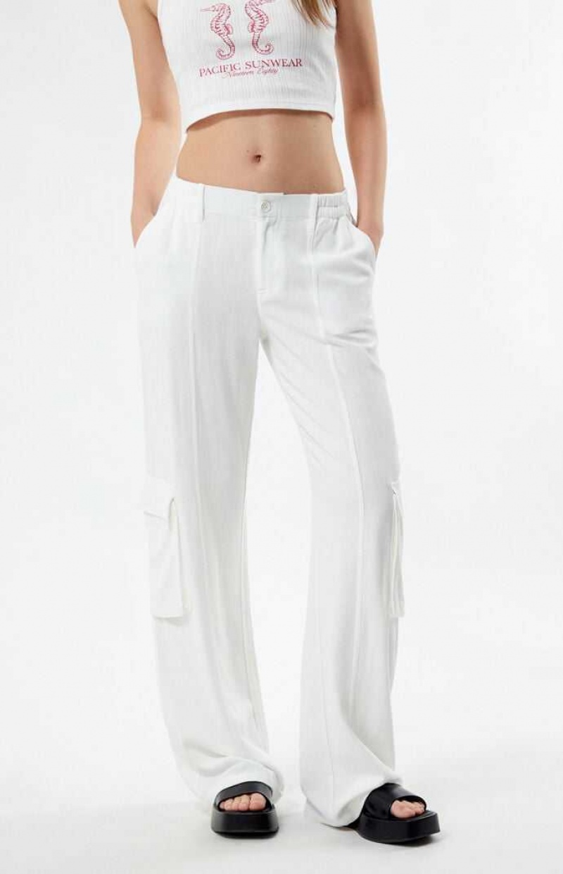 WHITE PacSun Linen Cargo Pants | UOFQAWE-75