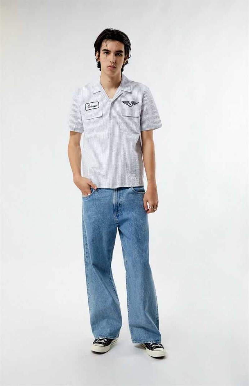 WHITE PacSun Mechanic Camp Shirt | FKMTGLC-01