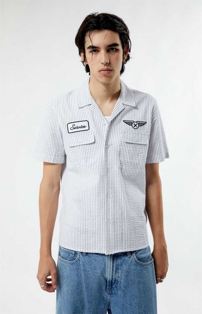 WHITE PacSun Mechanic Camp Shirt | FKMTGLC-01