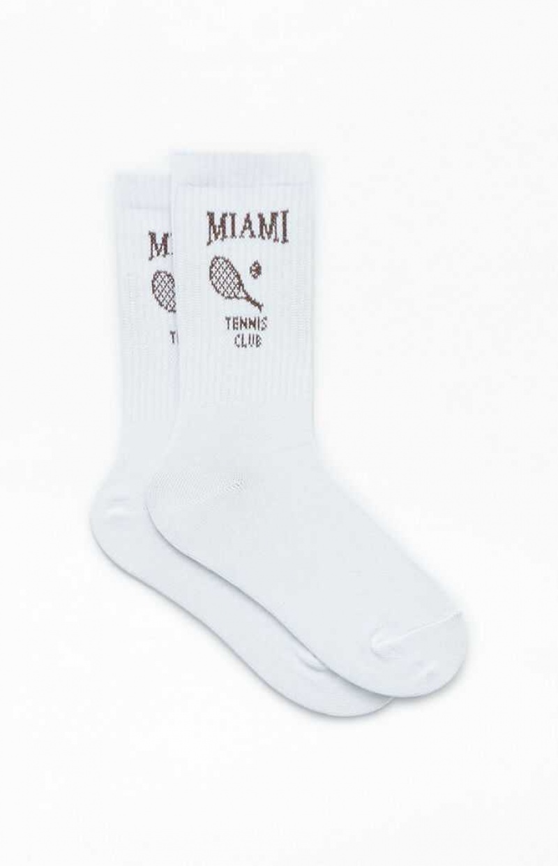 WHITE PacSun Miami Tennis Club Crew Socks | NFWHDMO-60