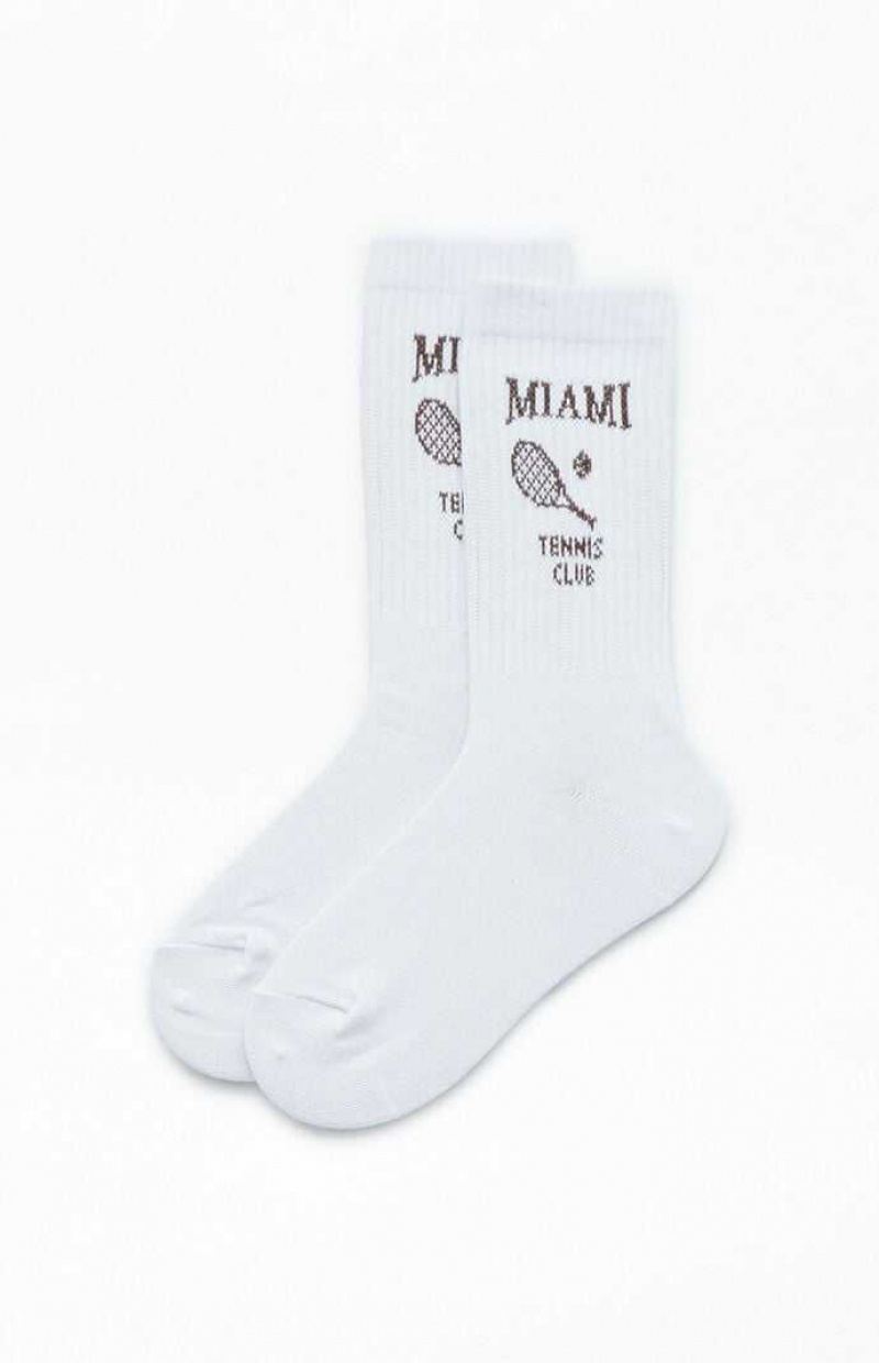 WHITE PacSun Miami Tennis Club Crew Socks | NFWHDMO-60