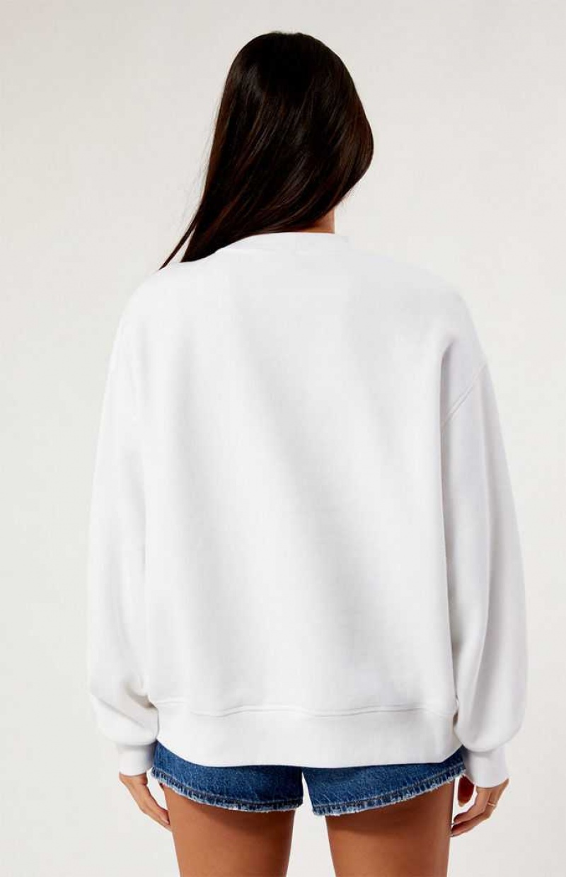 WHITE PacSun Mon Cheri Crew Neck Sweatshirt | NQXJFLU-24