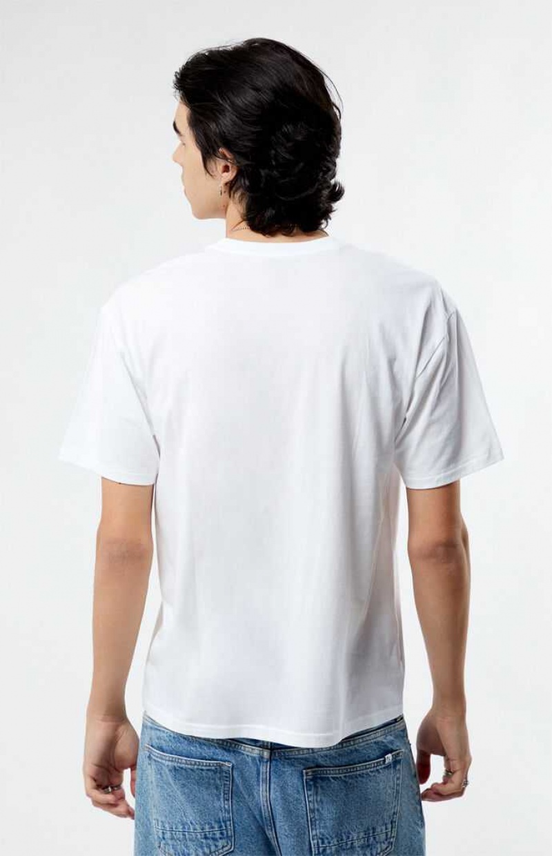 WHITE PacSun PS Basics White Cursive LA Embroidered T-Shirt | EQFILUW-67