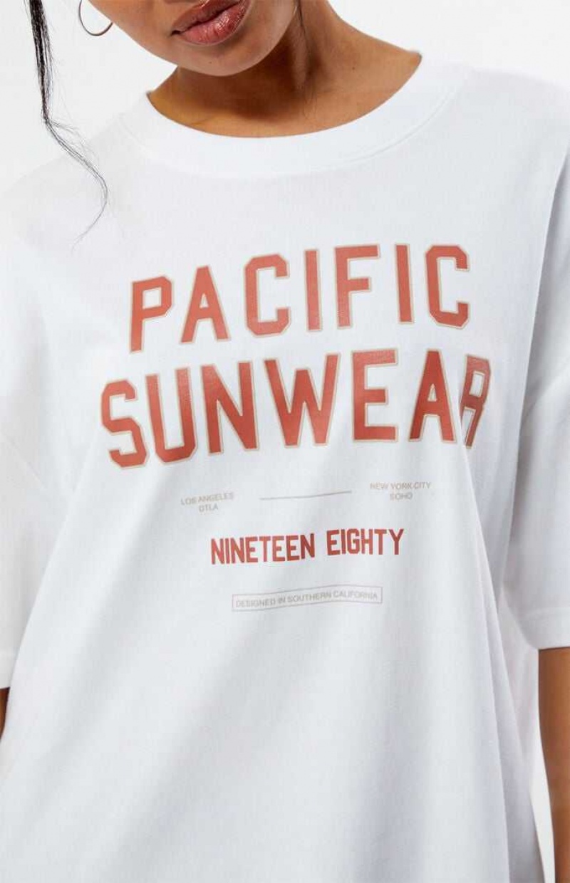 WHITE PacSun Pacific Sunwear 1980 Oversized T-Shirt | YXUQSVD-21