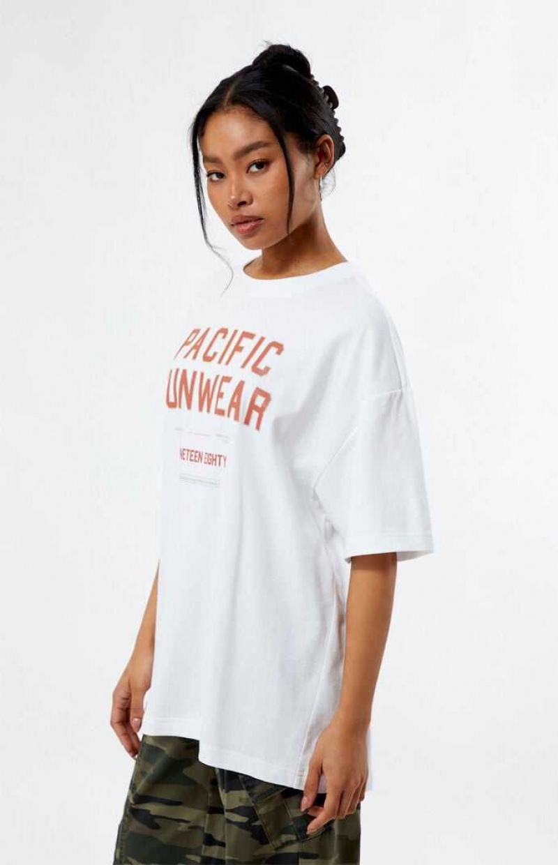 WHITE PacSun Pacific Sunwear 1980 Oversized T-Shirt | YXUQSVD-21