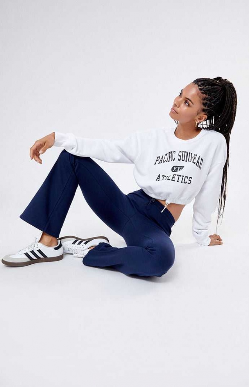 WHITE PacSun Pacific Sunwear Athletics Drawcord Cropped Sweatshirt | GBQYASK-96