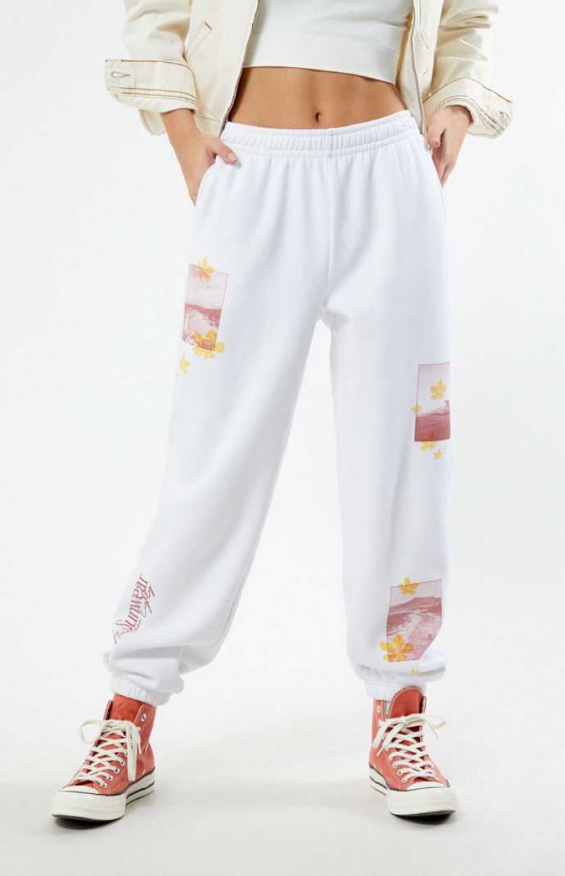 WHITE PacSun Pacific Sunwear Beach Sweatpants | EIFOPDB-59