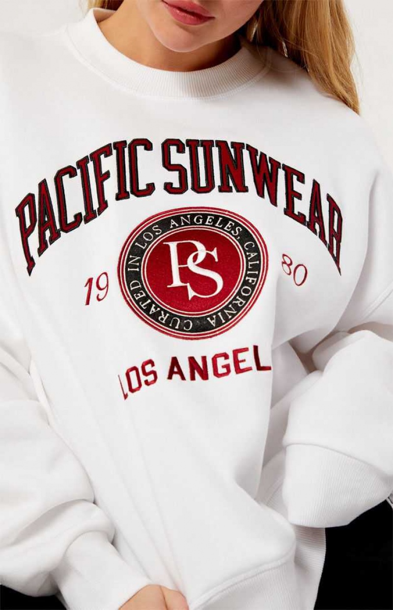 WHITE PacSun Pacific Sunwear Curated Crew Neck Sweatshirt | RAWCIHL-85