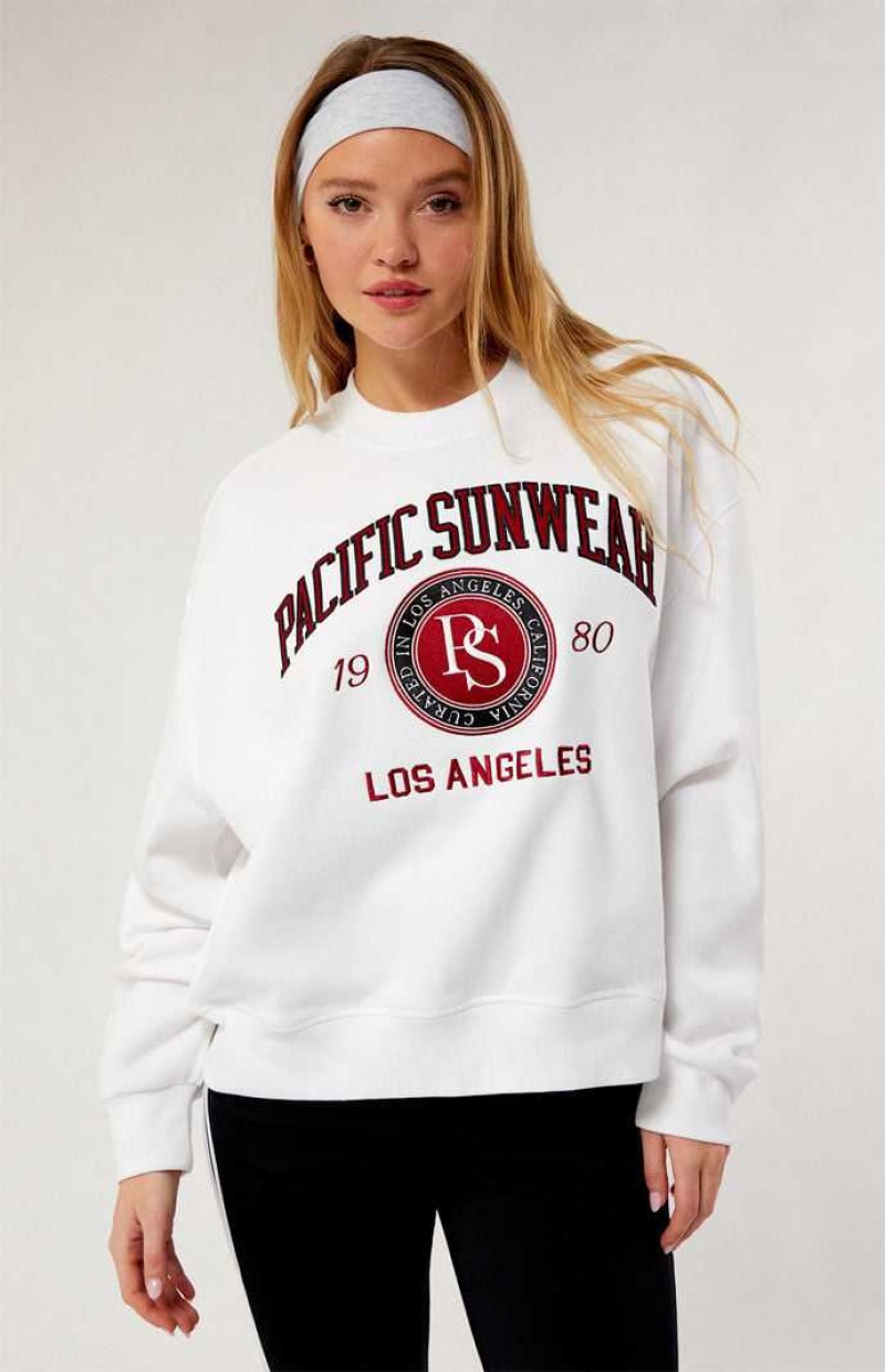 WHITE PacSun Pacific Sunwear Curated Crew Neck Sweatshirt | RAWCIHL-85