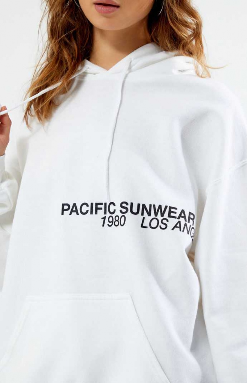 WHITE PacSun Pacific Sunwear Off Center Hoodie | FQHPYXG-25