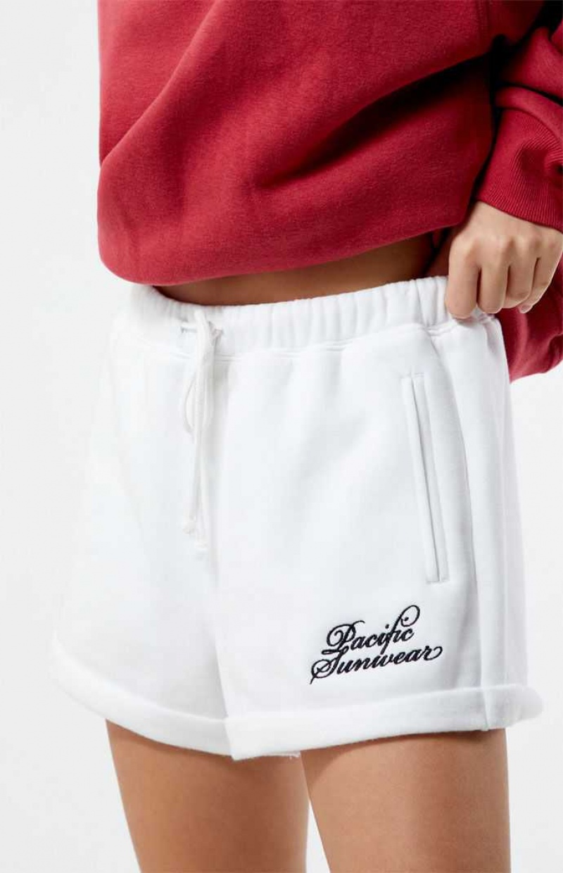 WHITE PacSun Pacific Sunwear Rolled Sweat Shorts | BMNYKOA-06