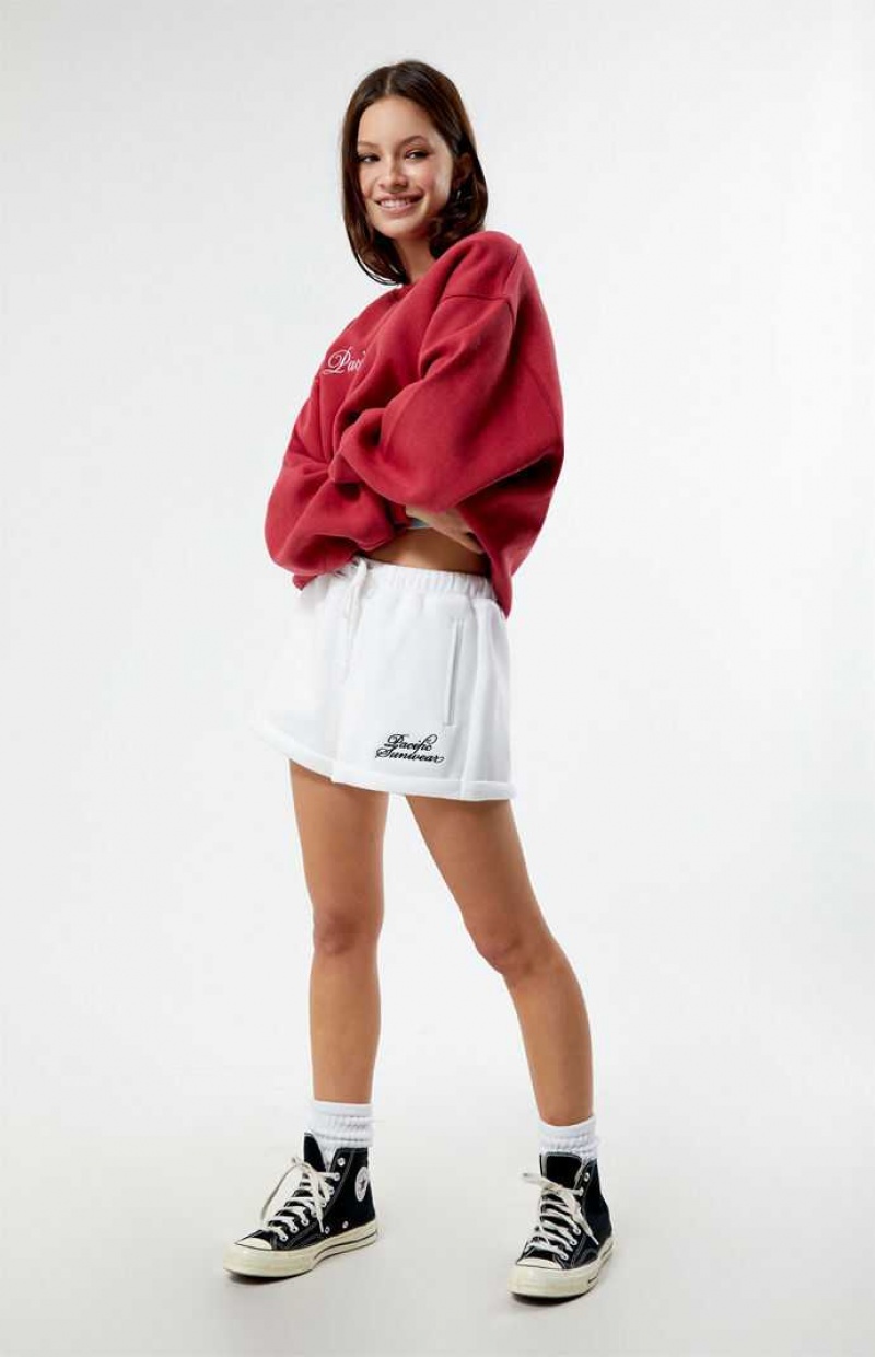 WHITE PacSun Pacific Sunwear Rolled Sweat Shorts | BMNYKOA-06