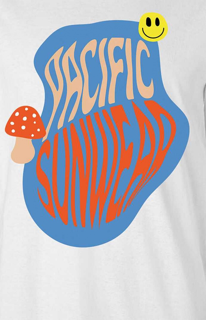 WHITE PacSun Pacific Sunwear Smiley Shrooms Long Sleeve T-Shirt | LDNOCSA-14