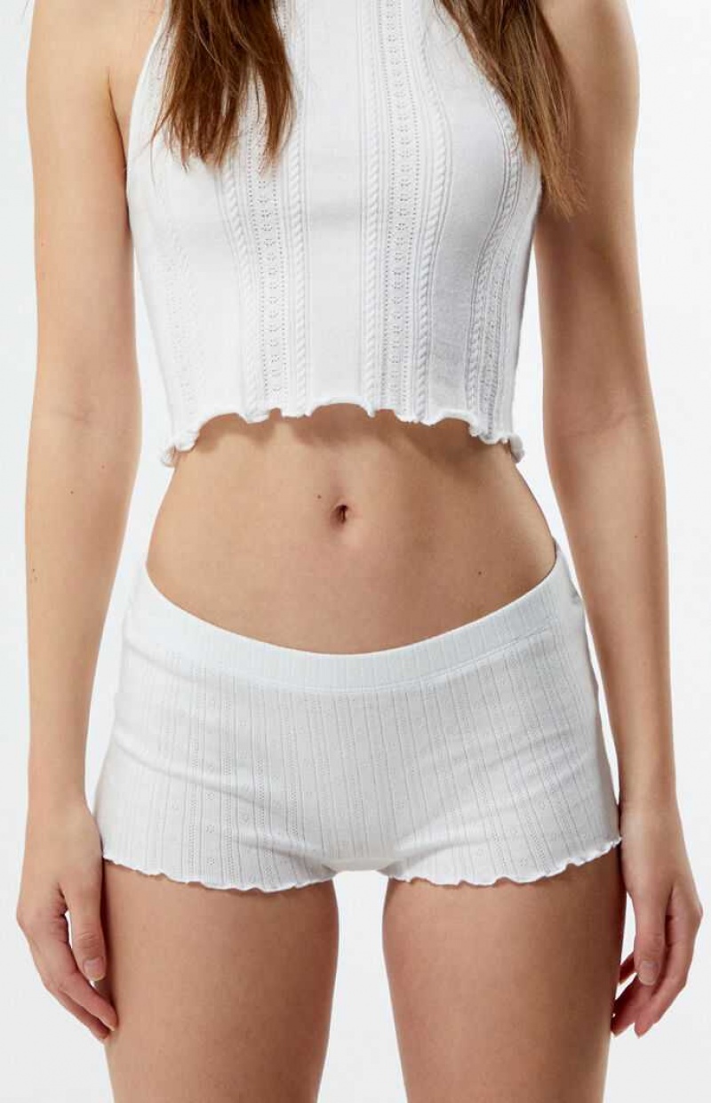 WHITE PacSun Pointelle Mini Pajama Shorts | OFWVETX-09